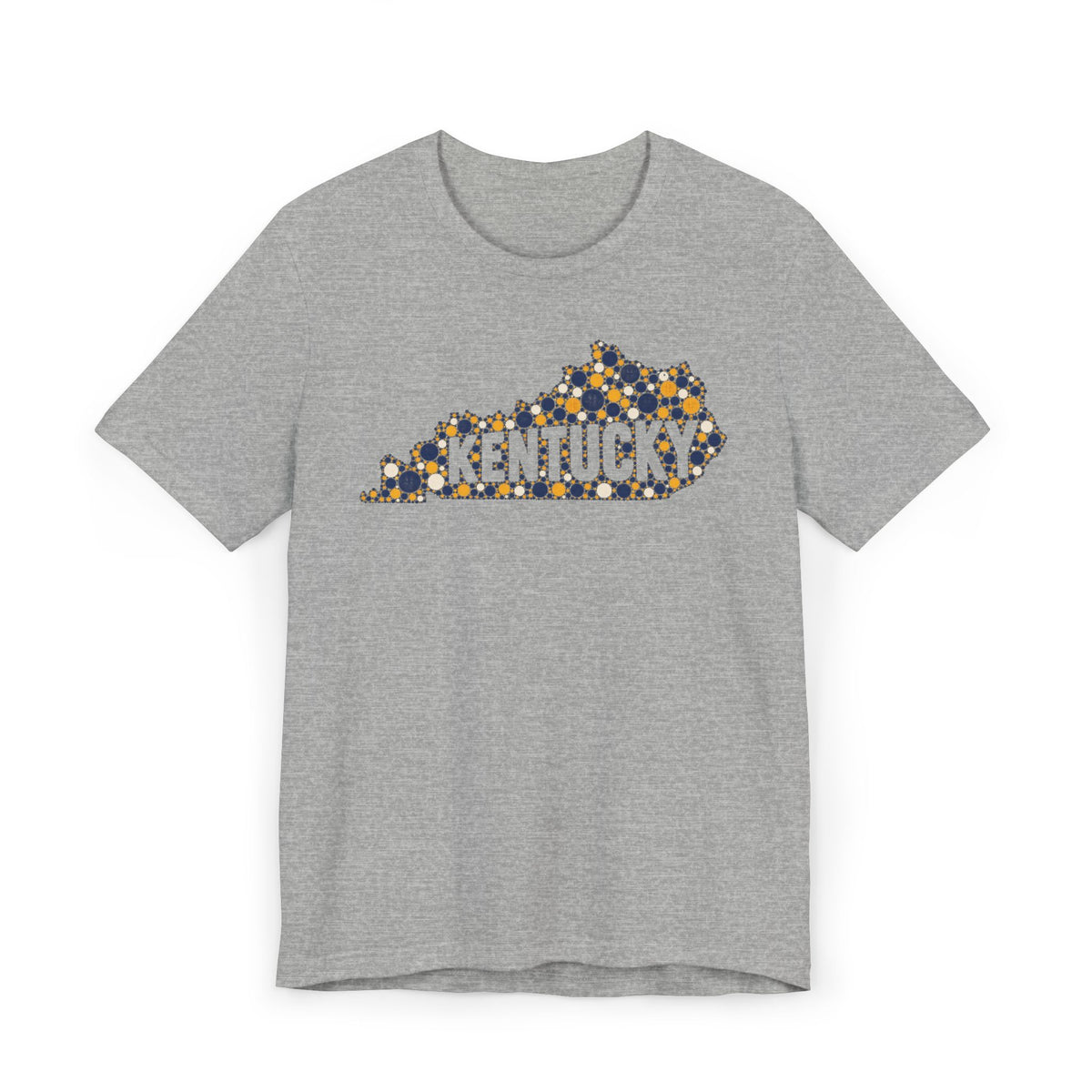 Kentucky State Shape T-Shirt | Blue and Gold Pattern Kentucky Outline Graphic Tee
