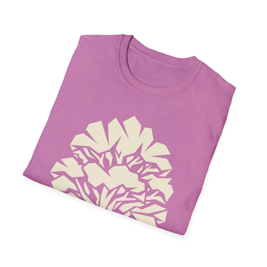 Heather Radiant Orchid T-Shirt mit geometrischem Baum-Print in Creme