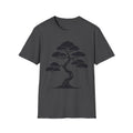 Bonsai tree T-shirt in dark gray with black tree graphic