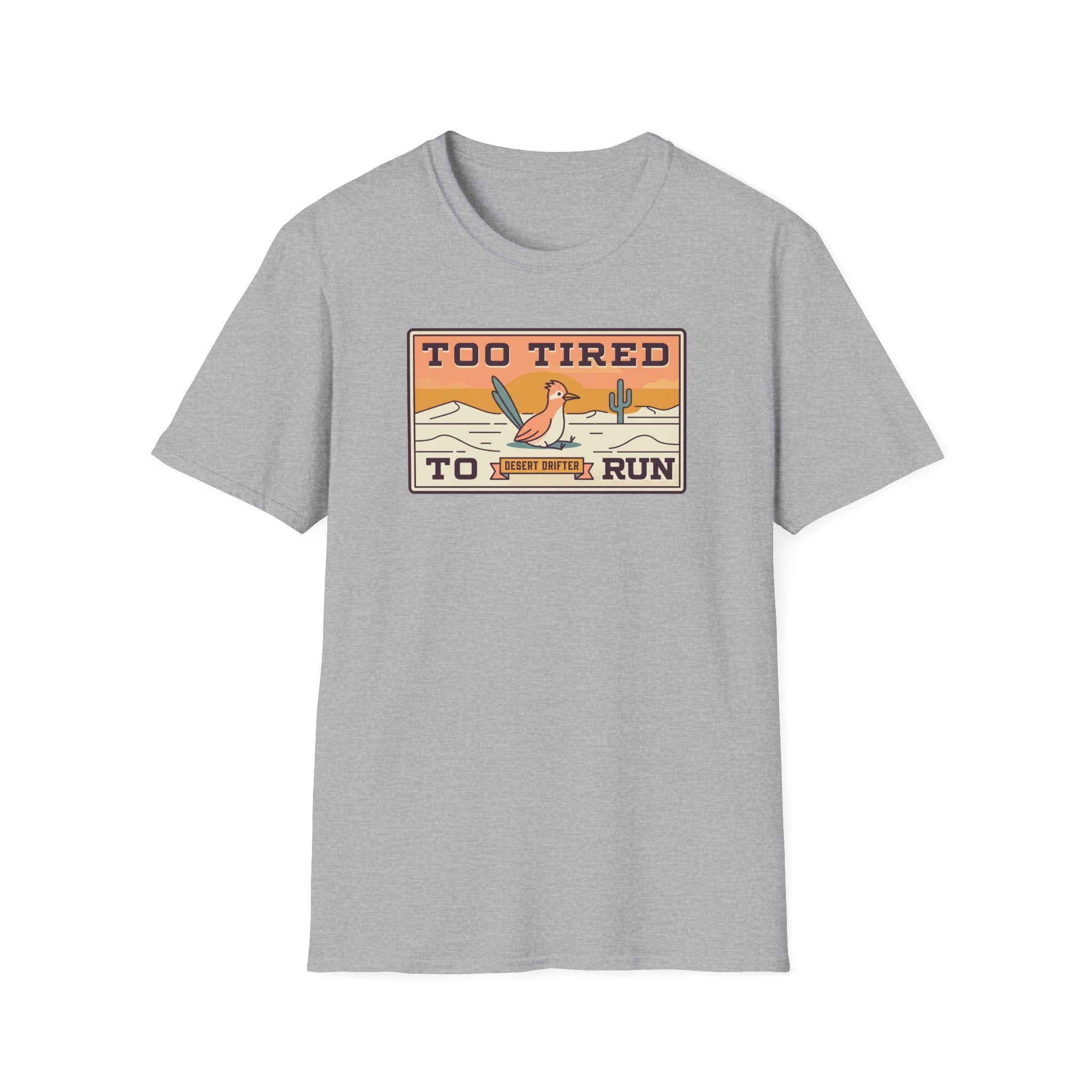 Light gray crew-neck T-shirt, short sleeves, plain front