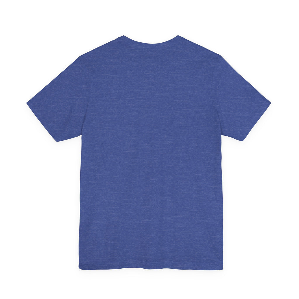 Royal blue t-shirt, plain front with no visible graphic