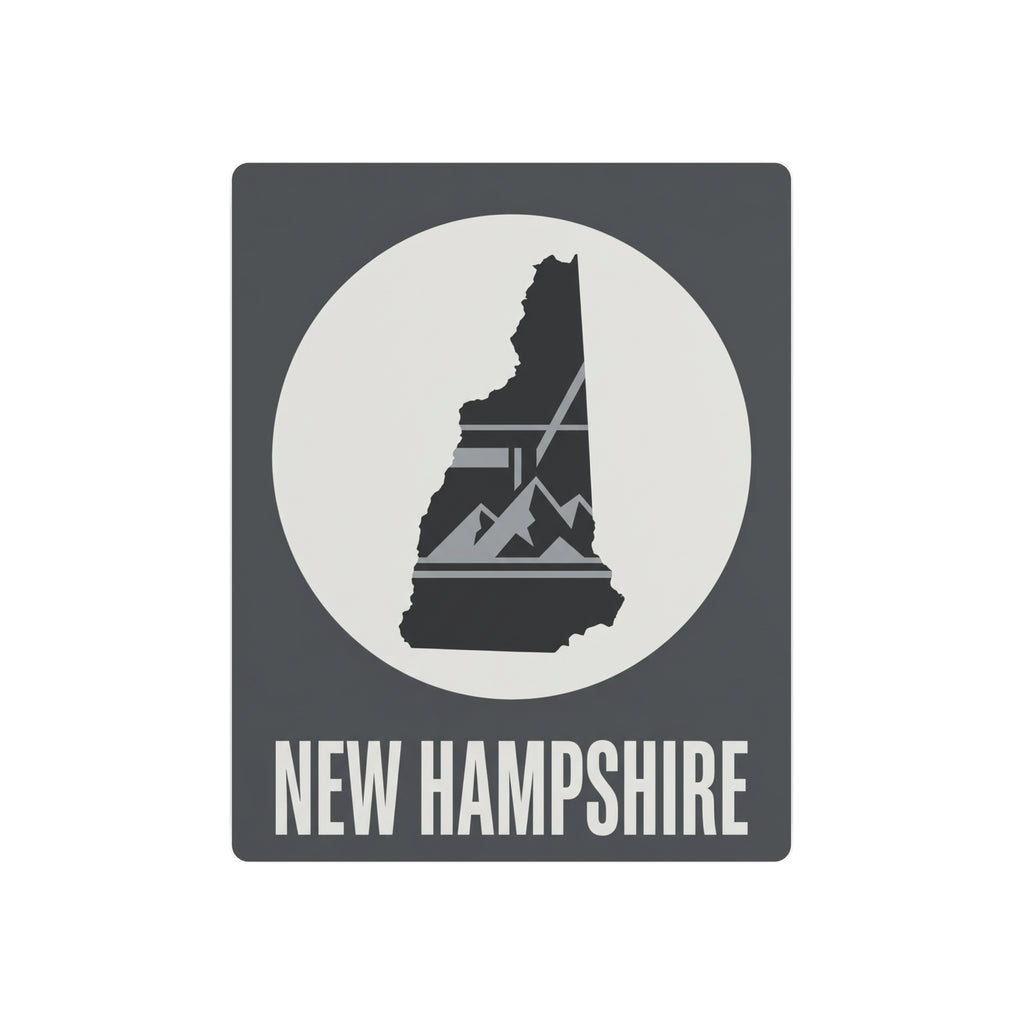 Metal wall art sign with New Hampshire silhouette and "NEW HAMPSHIRE" text