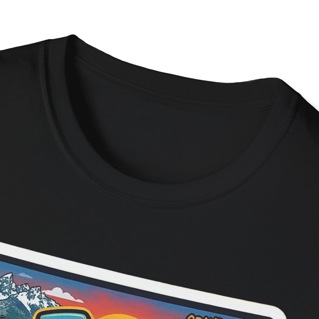 I Am Wyoming T-shirt, black crew neck and sleeve seam detail