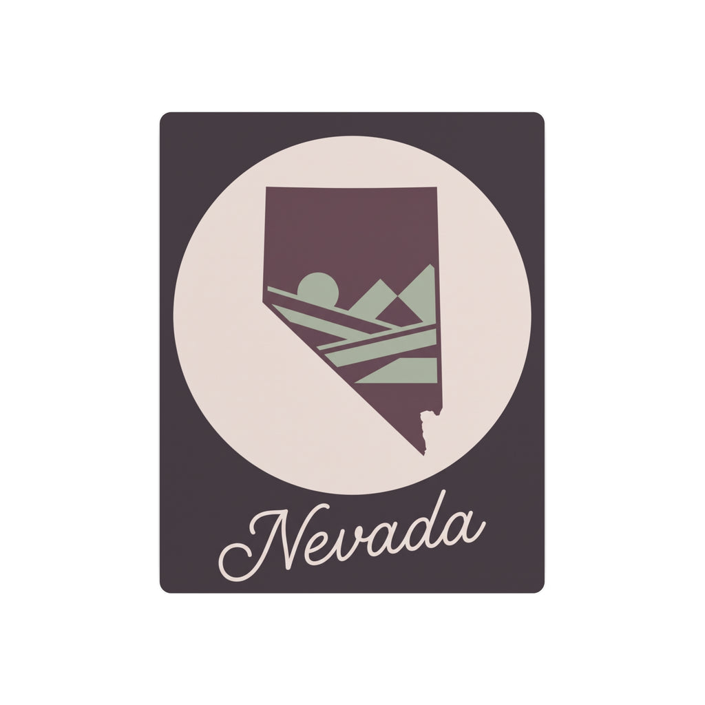 Nevada state metal wall art sign with mauve silhouette and Nevada script lettering