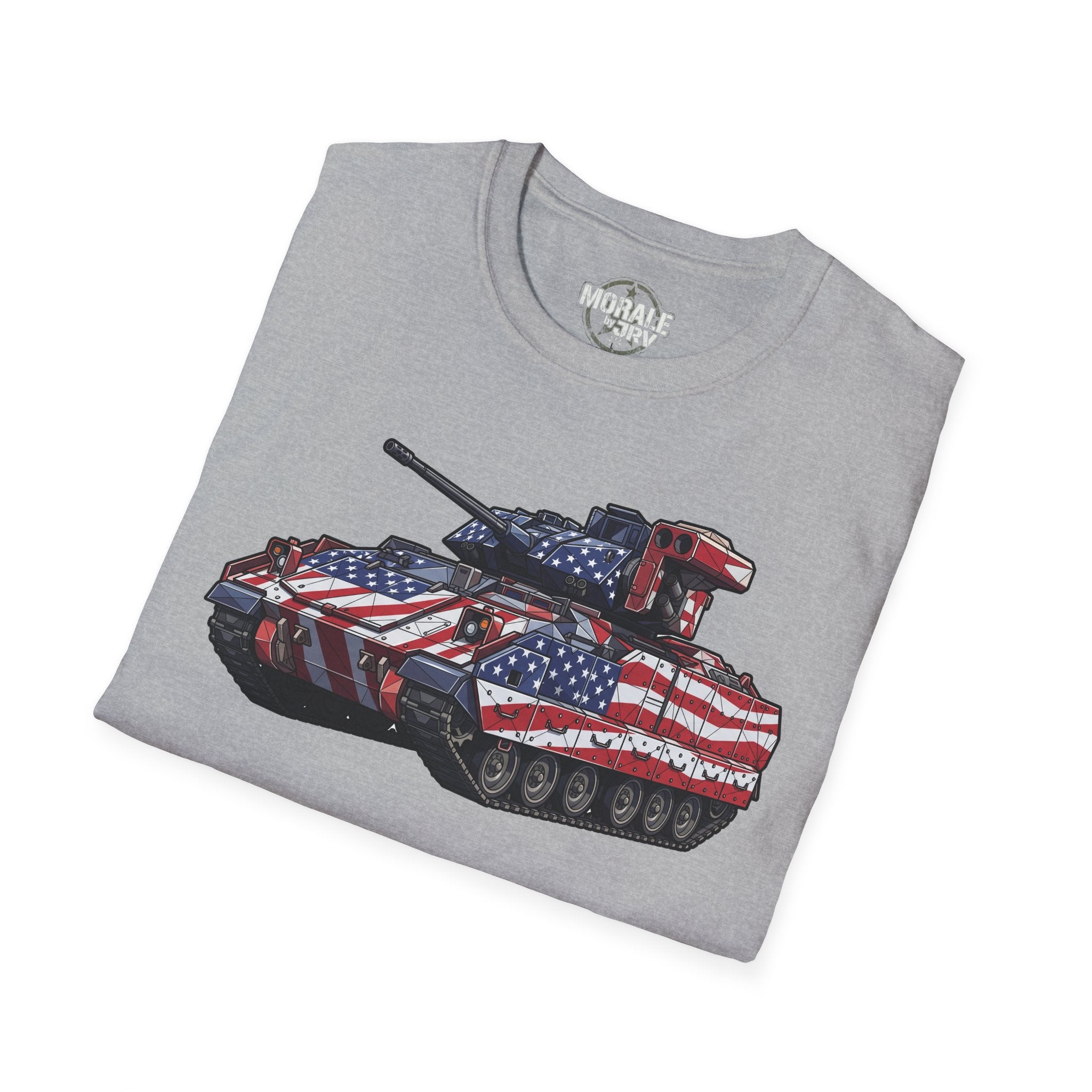 Tank T-shirt with US flag tank graphic, Sport Grey