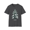 Snowy pine tree graphic T-shirt, charcoal with snowy pine tree print