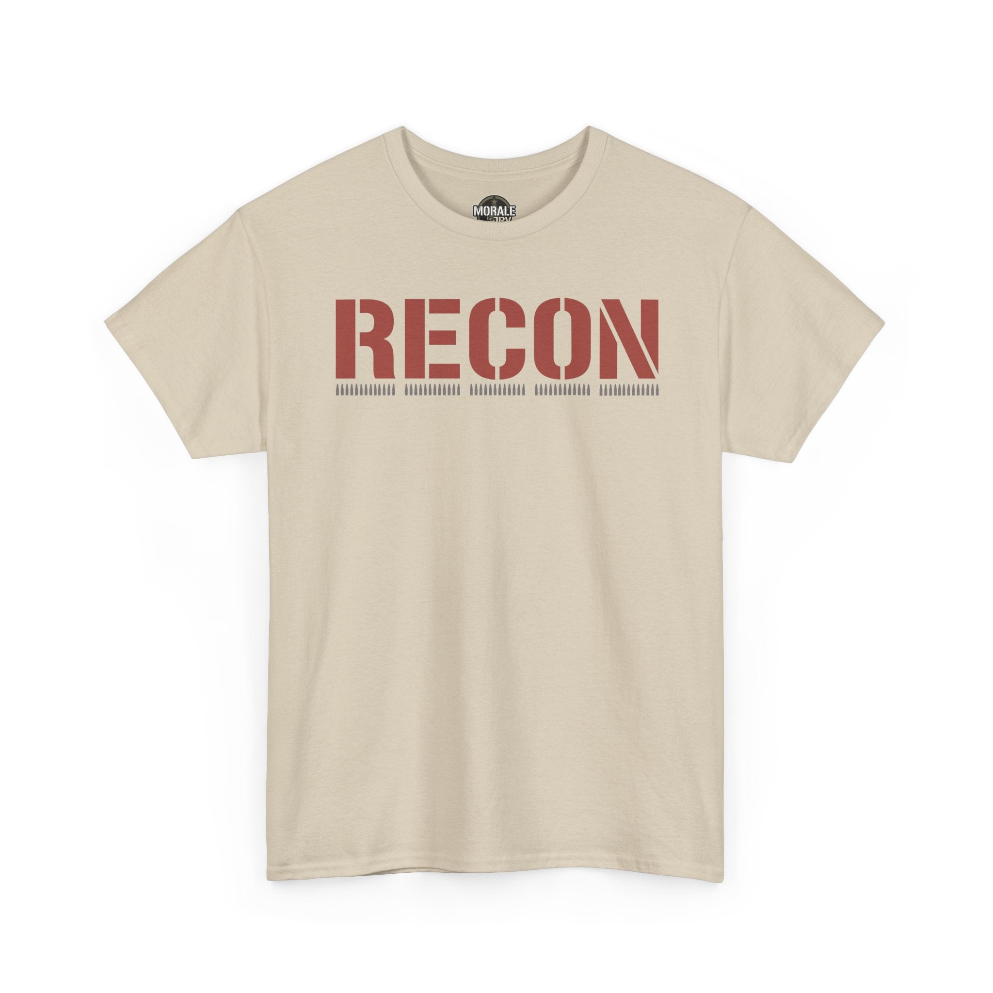 Sand unisex T-shirt with RECON graphic across chest