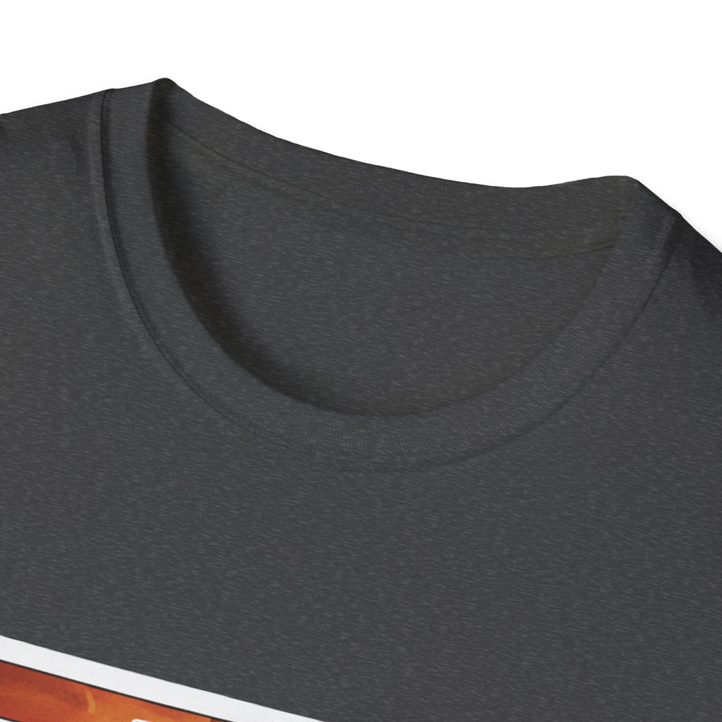 Crew neck view of dark gray Oklahoma State T-shirt