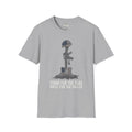 Sport Grey t-shirt with kneeling soldier flag graphic and text “STAND FOR THE FALLEN”