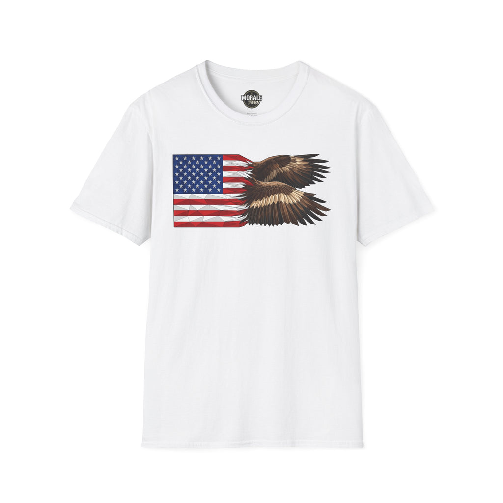 Patriotic eagle flag T-shirt in white with wings graphic