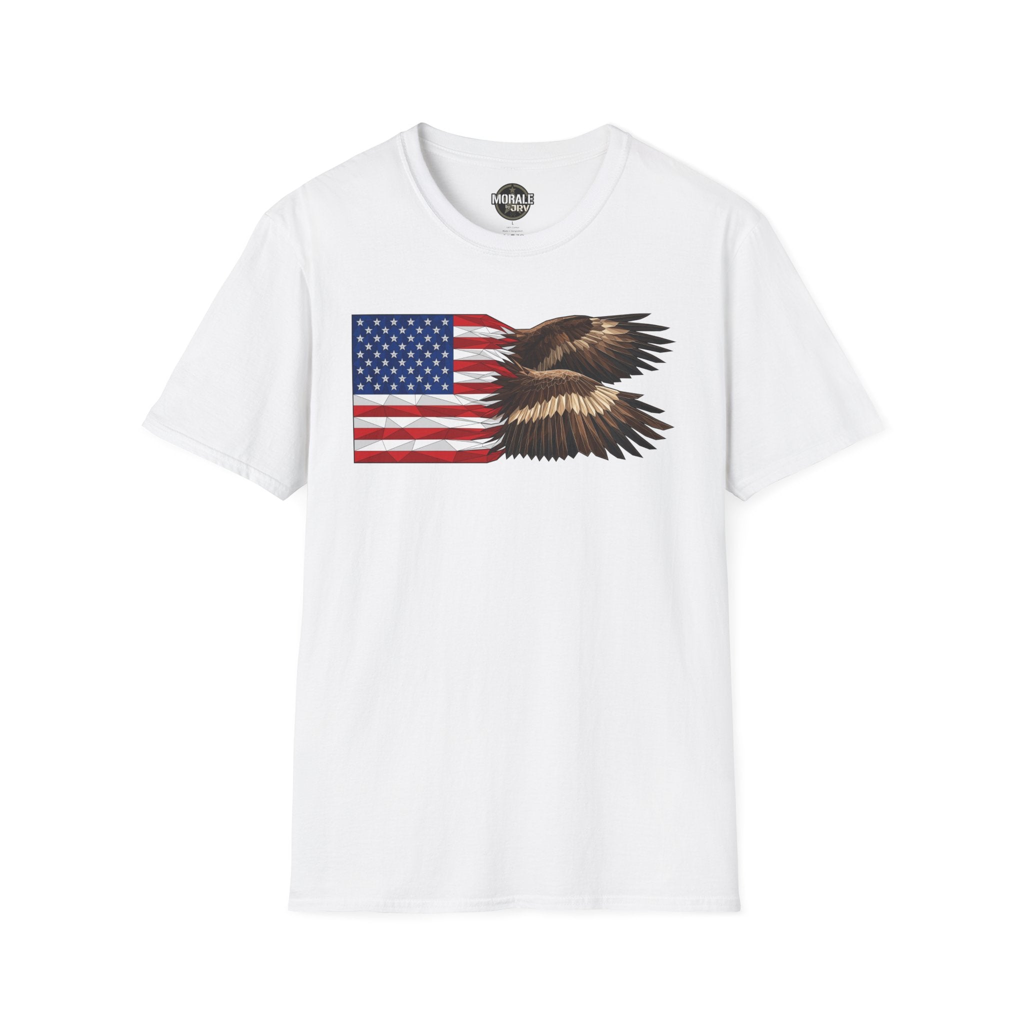 Patriotic eagle flag T-shirt in white with wings graphic