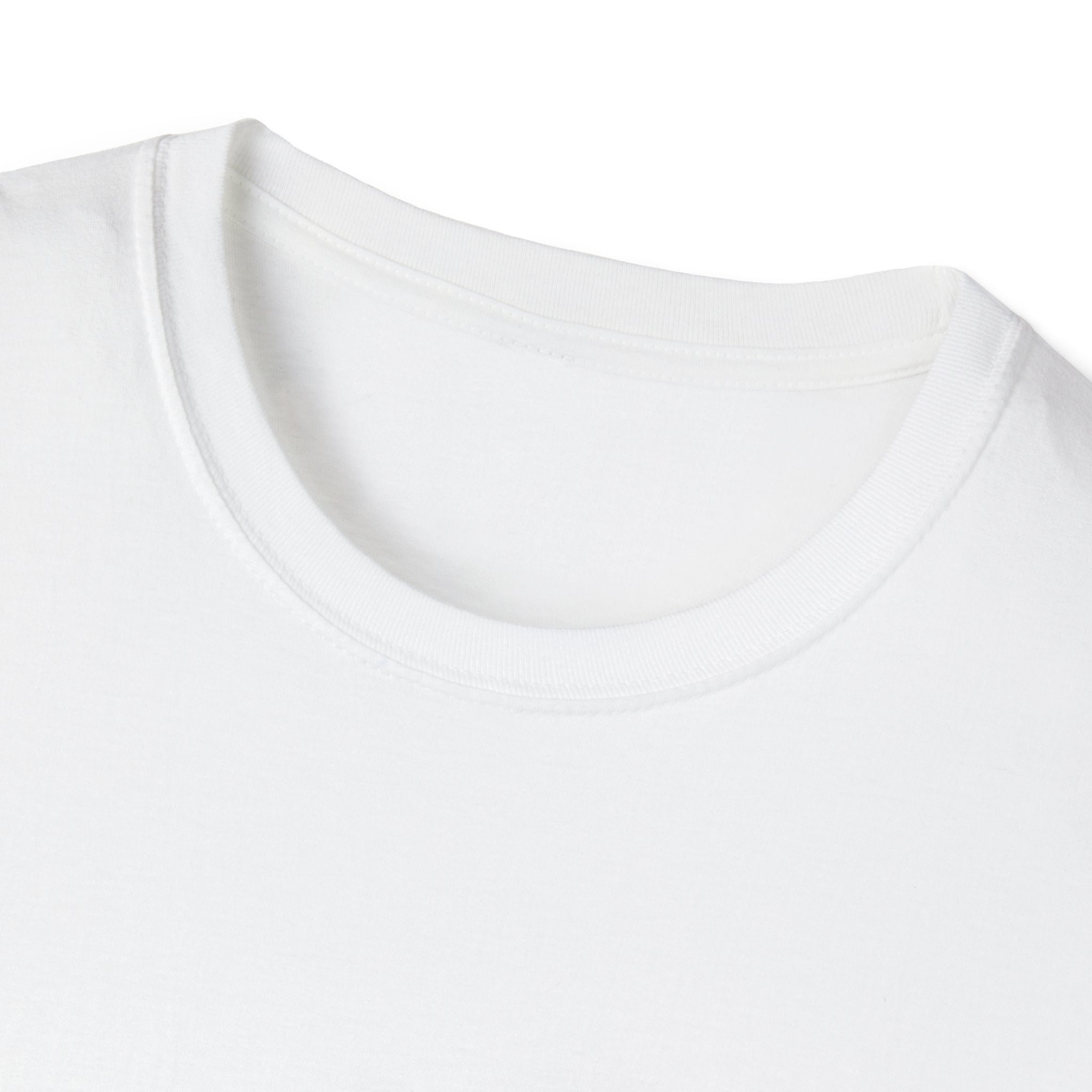 White crewneck T-shirt neckline with ribbed collar