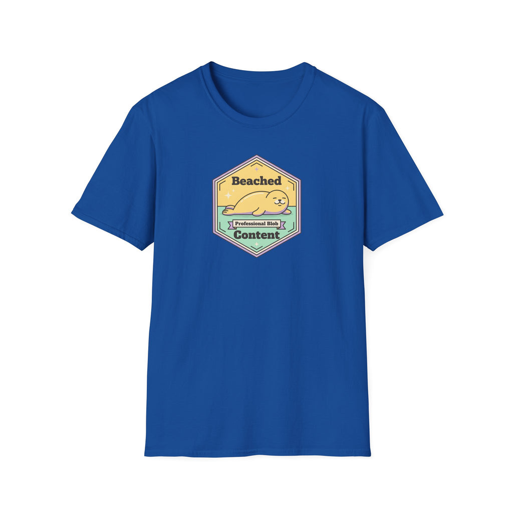 Blue seal badge T-shirt, crew neck short sleeves
