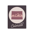 Mauve Colorado mountain metal wall art with cream circle and script "Colorado"
