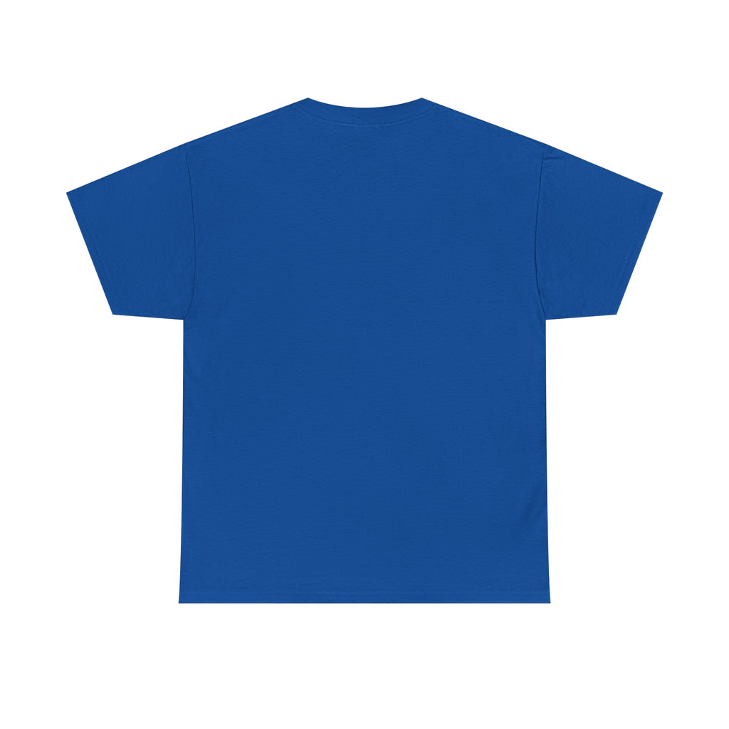 Royal blue T-shirt, crew neck, short sleeves (back view)