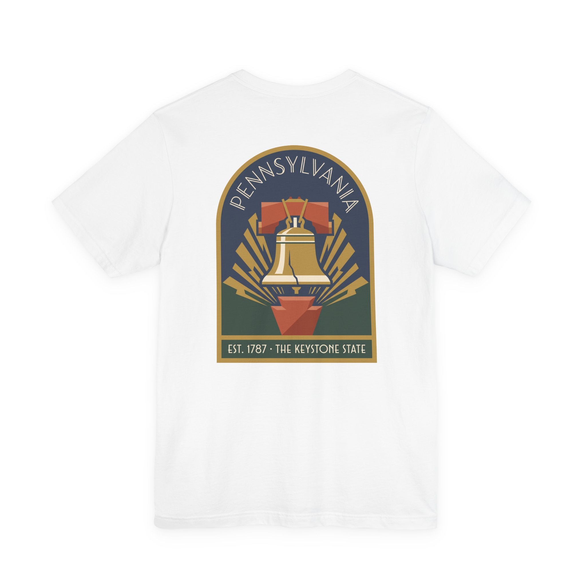 White T-shirt with large Keystone State Liberty Bell graphic on back