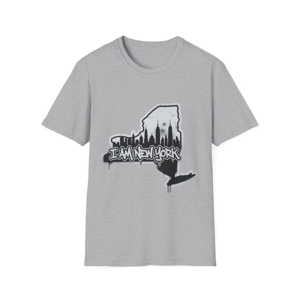 I AM NEW YORK graffiti T-shirt in Sport Grey with skyline graphic