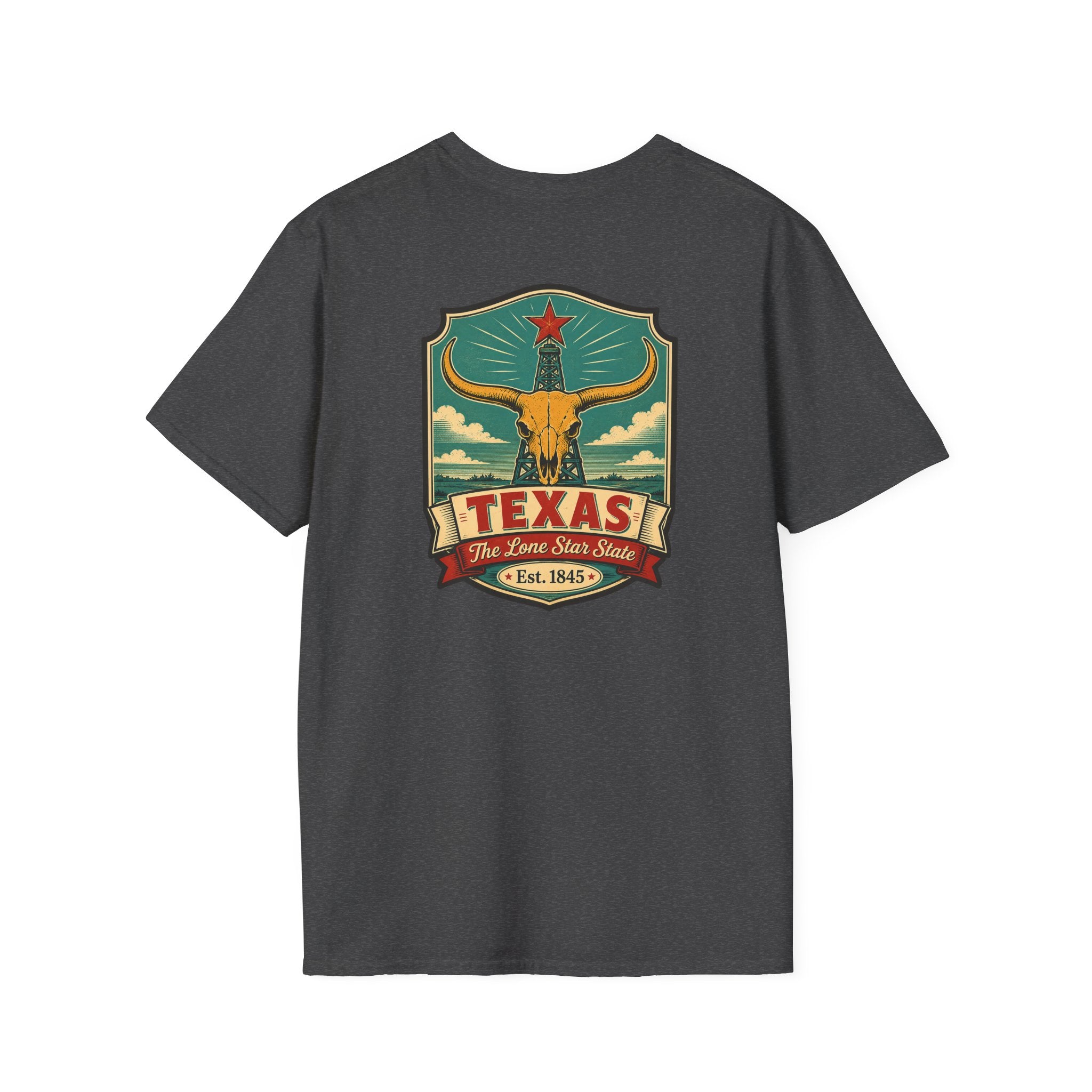 Texas Longhorn T-shirt, dark heather, with longhorn Texas crest graphic on chest