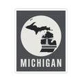 Michigan vinyl decal sticker with black-and-white design and “MICHIGAN” at bottom.