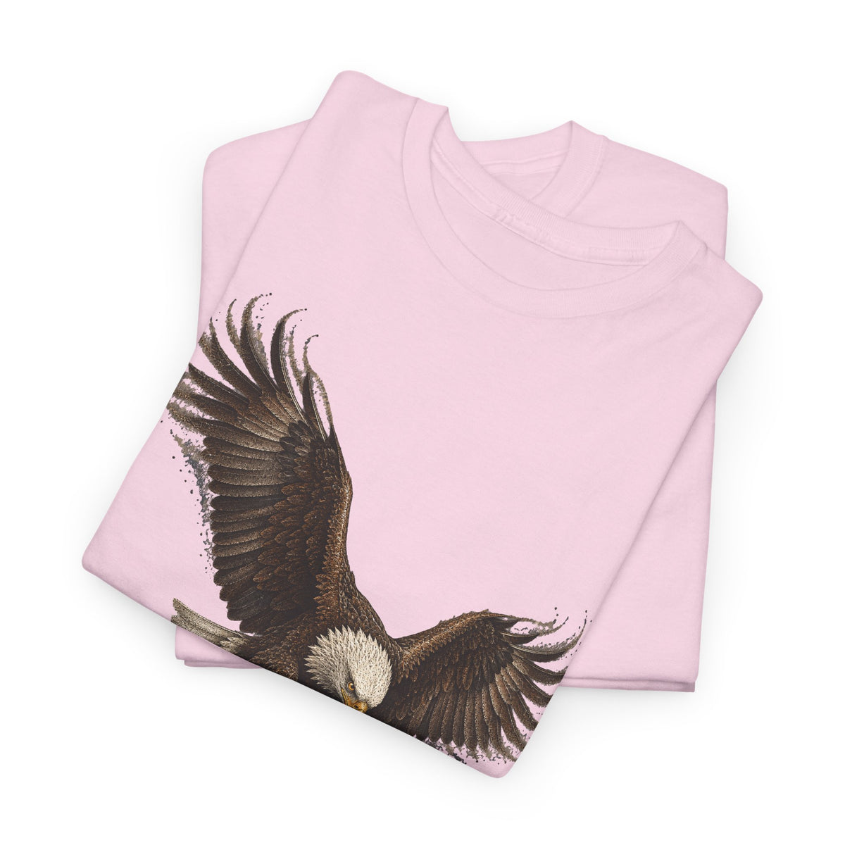 Light pink eagle graphic t-shirt with wings spread print at lower front