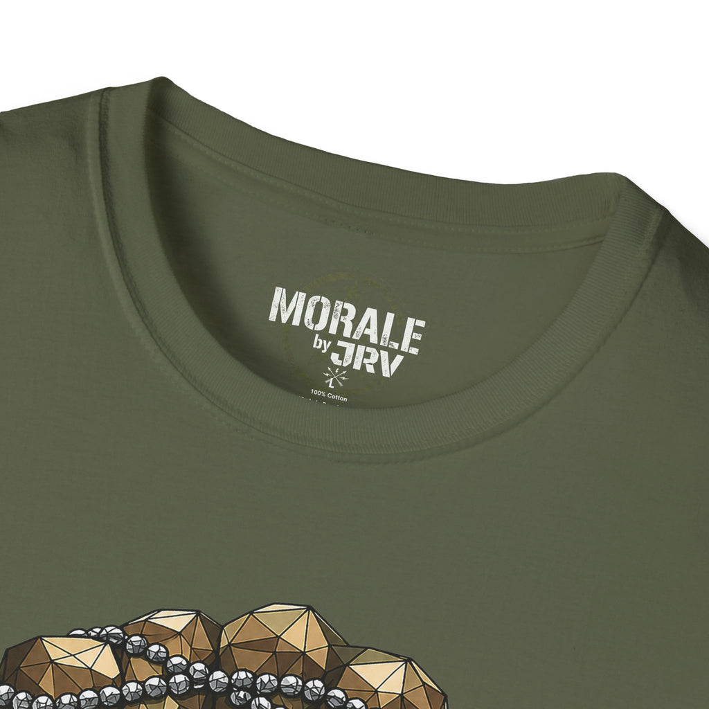 Fist with Dog Tags T-Shirt collar logo, Military Green crew-neck