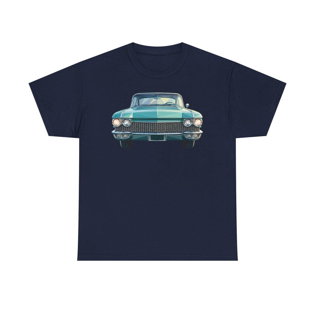 Navy crew-neck T-shirt with front car illustration graphic
