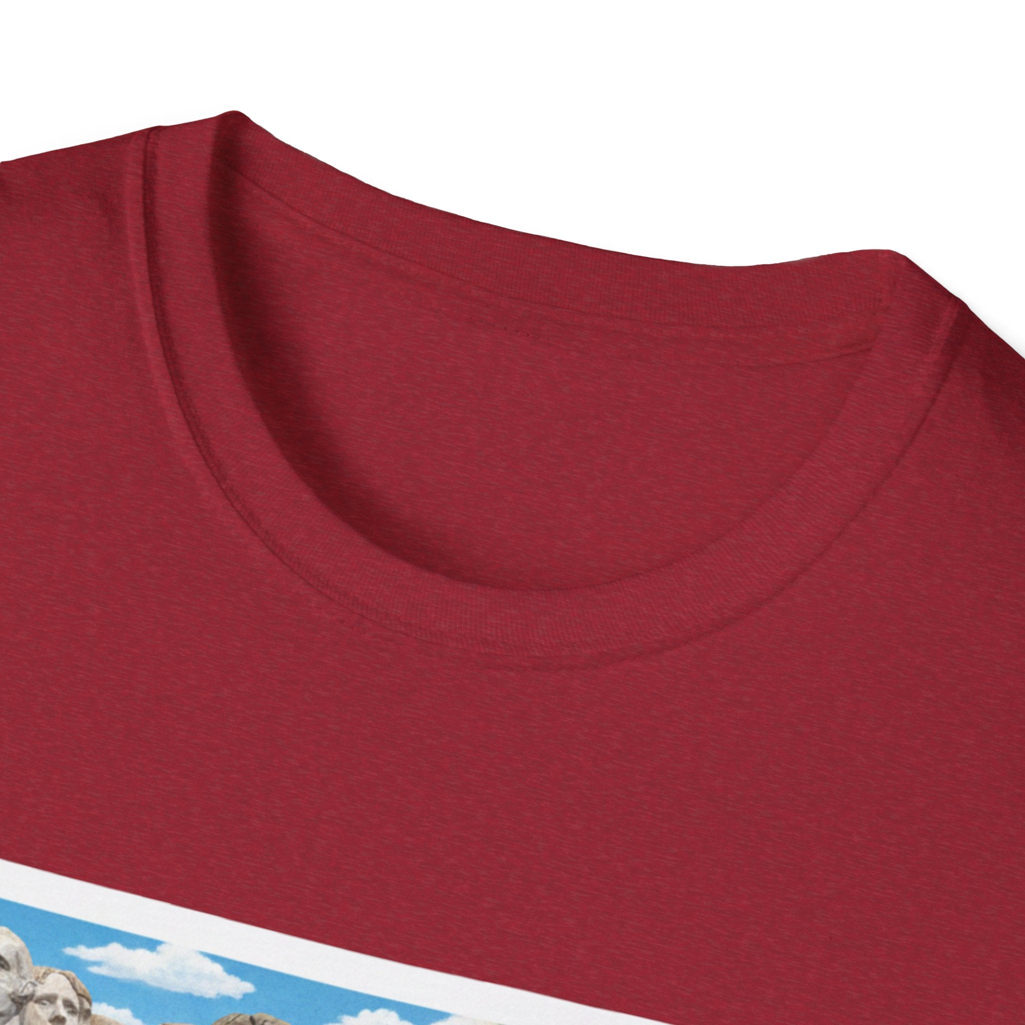 Antique cherry red T-shirt neckline close-up