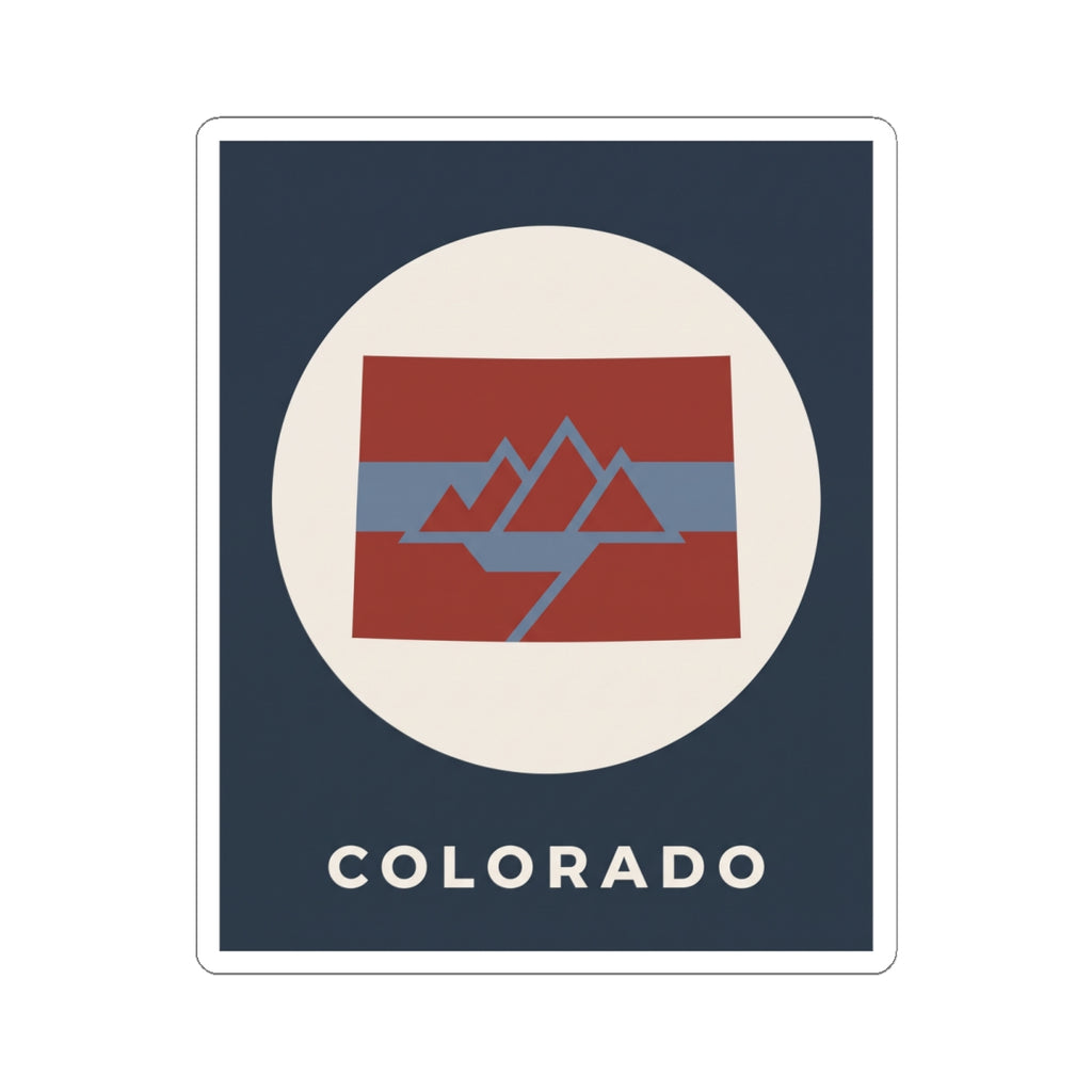 Square sticker featuring 'COLORADO' text under a red and blue mountain badge