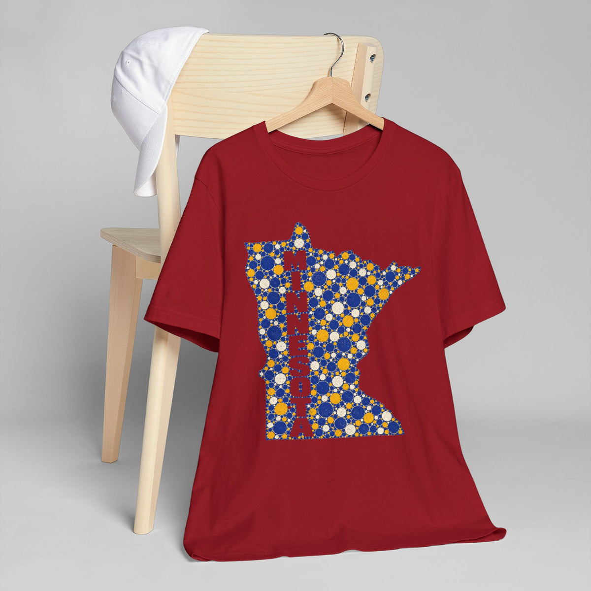 Minnesota State Floral Pattern T-Shirt | Blue and Gold Minnesota Map Graphic Tee