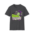 Dark gray Halloween graphic t-shirt with cute monster girl “Ghoul Friend” logo