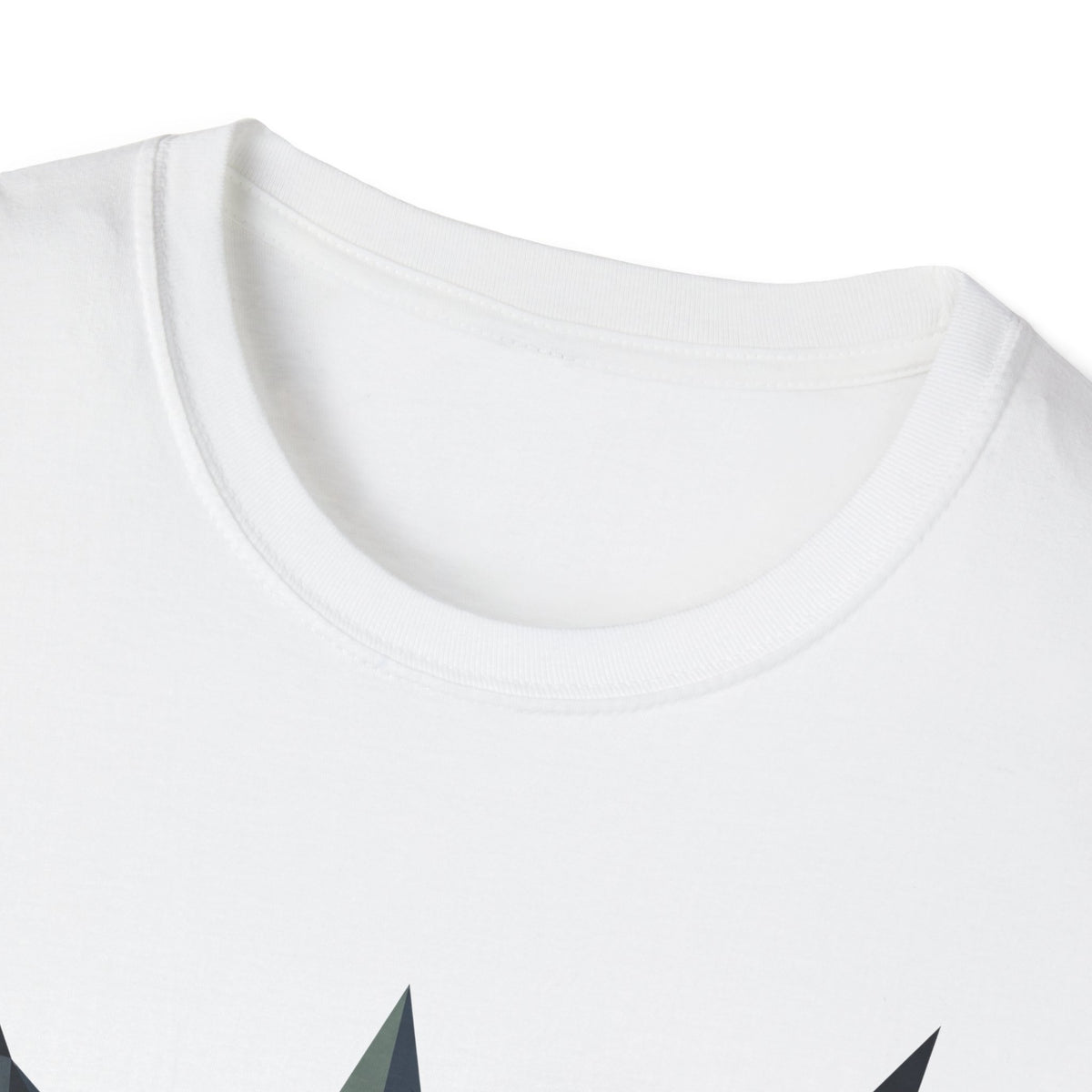 White crew-neck t-shirt neckline close-up