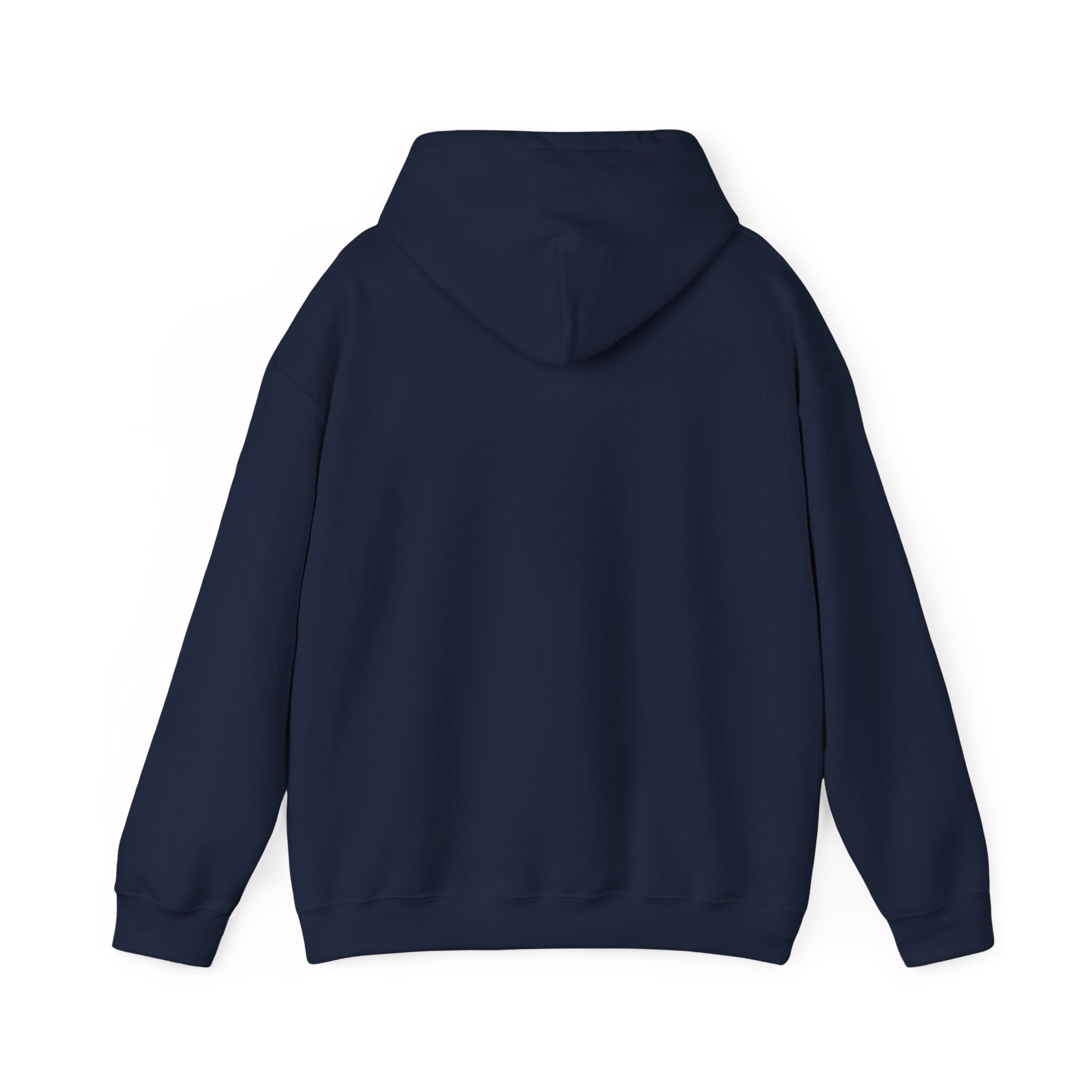 Navy pullover hoodie with kangaroo pocket and hood