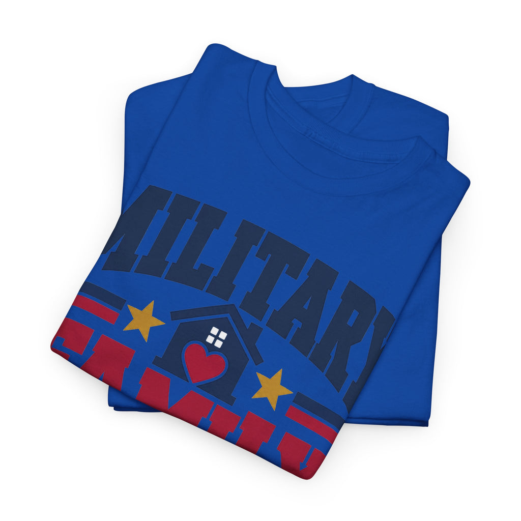 Unisex crewneck T-shirt, royal blue, patriotic home graphic with stars and heart