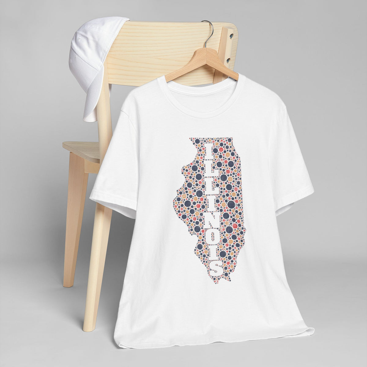 Illinois State Floral Polka Dot T-Shirt | Illinois Outline Graphic Tee