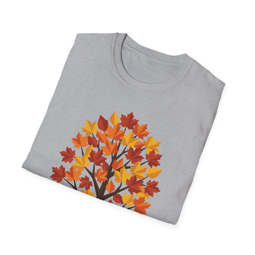 Autumn Maple Tree T-Shirt (sport grey) with colorful autumn tree graphic