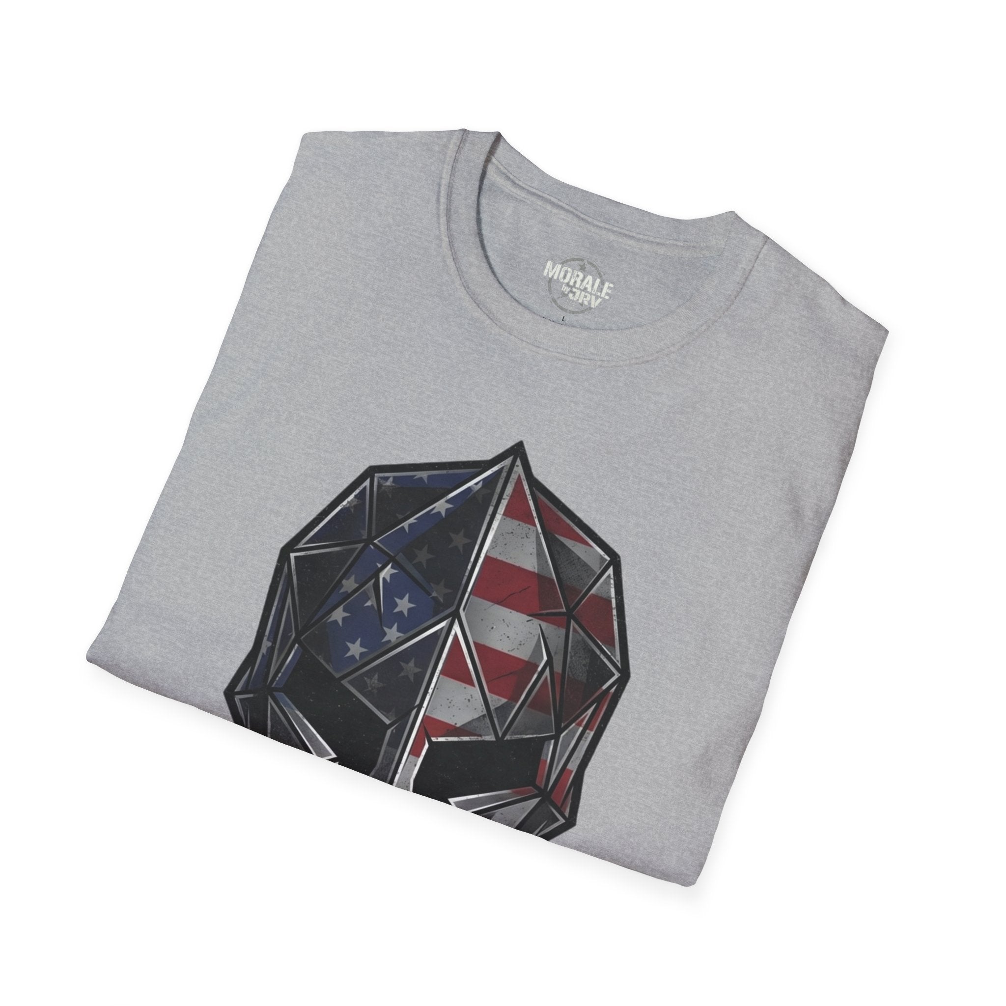 Sport grey t-shirt with American flag spartan helmet graphic