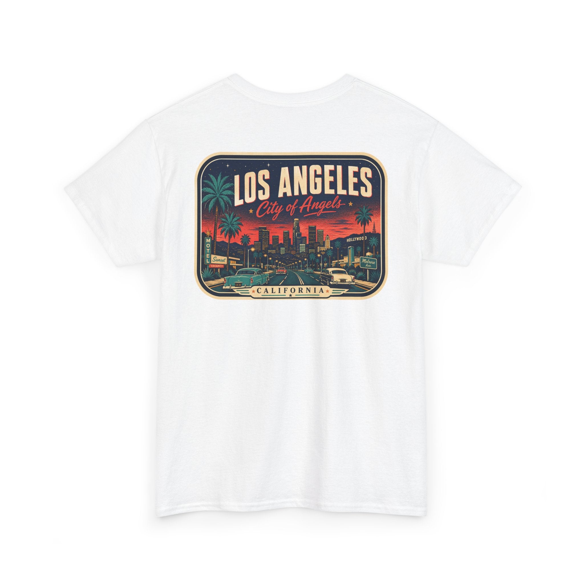 White T-shirt with Los Angeles skyline badge print