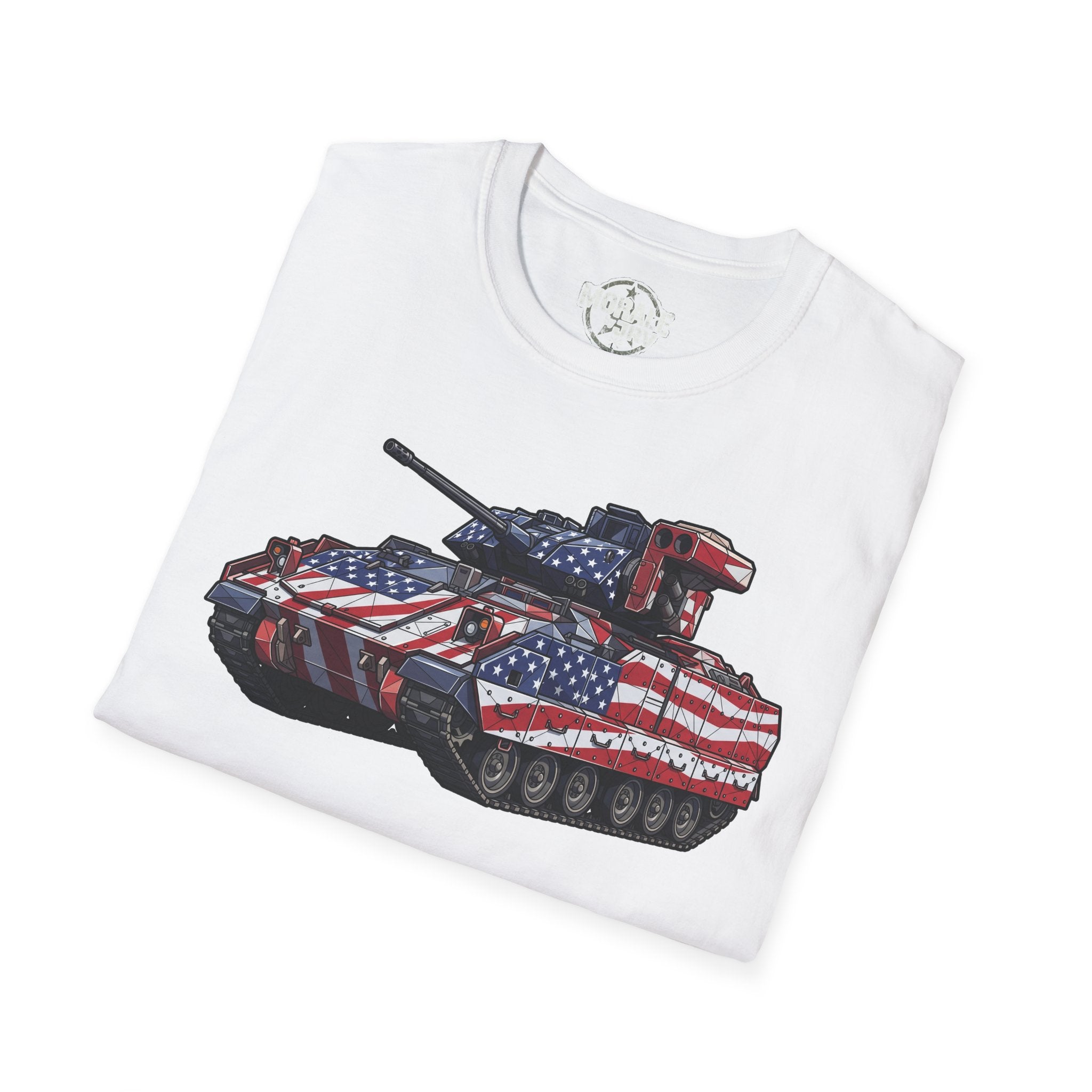 Tank T-shirt with US flag tank graphic, white