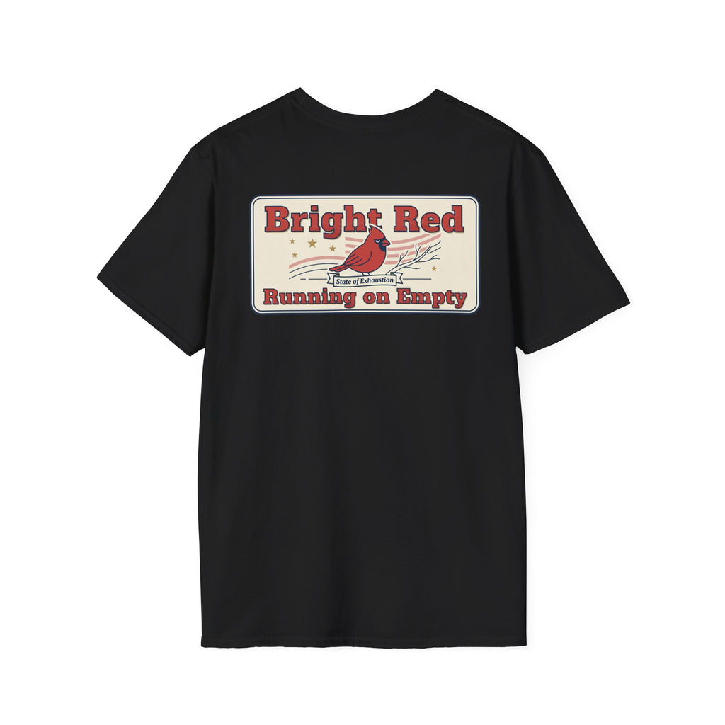 Black unisex t-shirt with colorful cardinal graphic back print