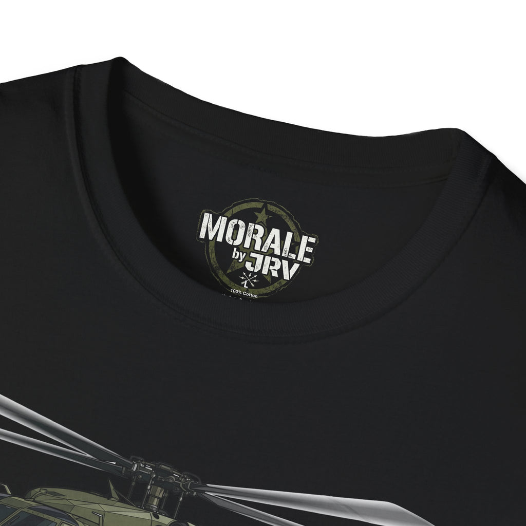 Black Hawk T-Shirt, Black, chest logo at collar with partial helicopter graphic