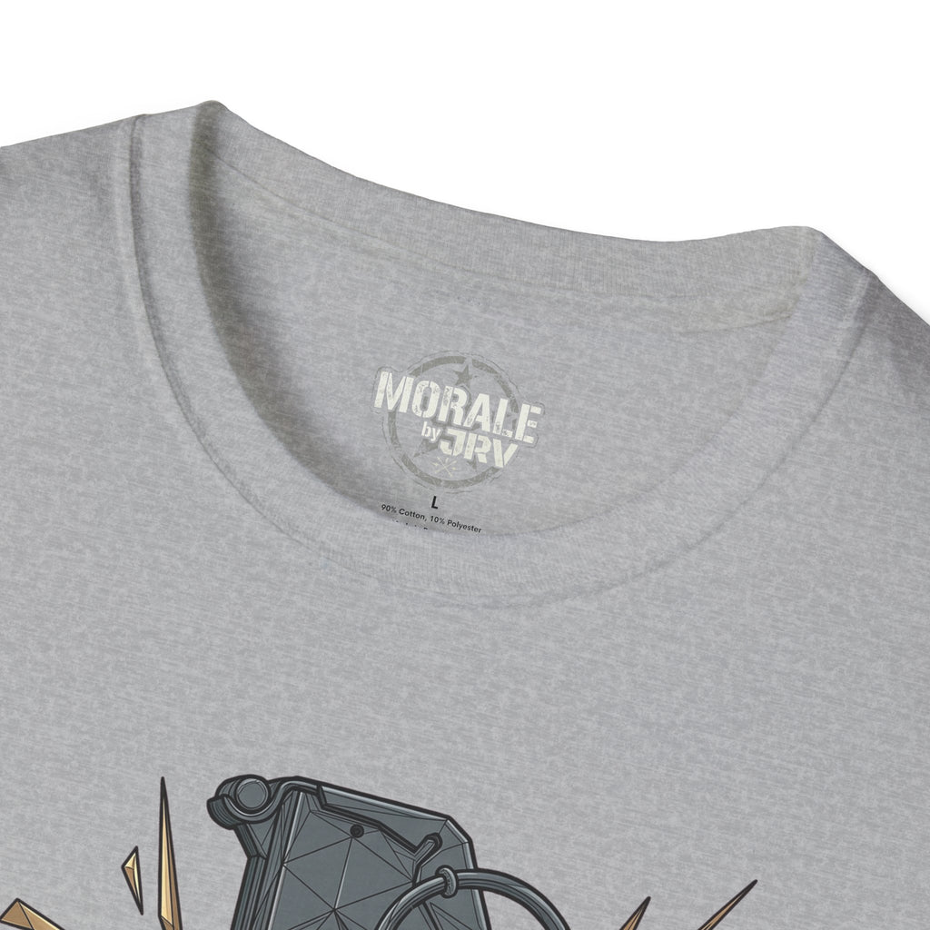 Sport Grey T-shirt neckline logo and grenade explosion graphic detail