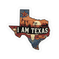 I Am Texas-Sticker mit weißem Rand, Texaskarte, Stern und „I AM TEXAS“