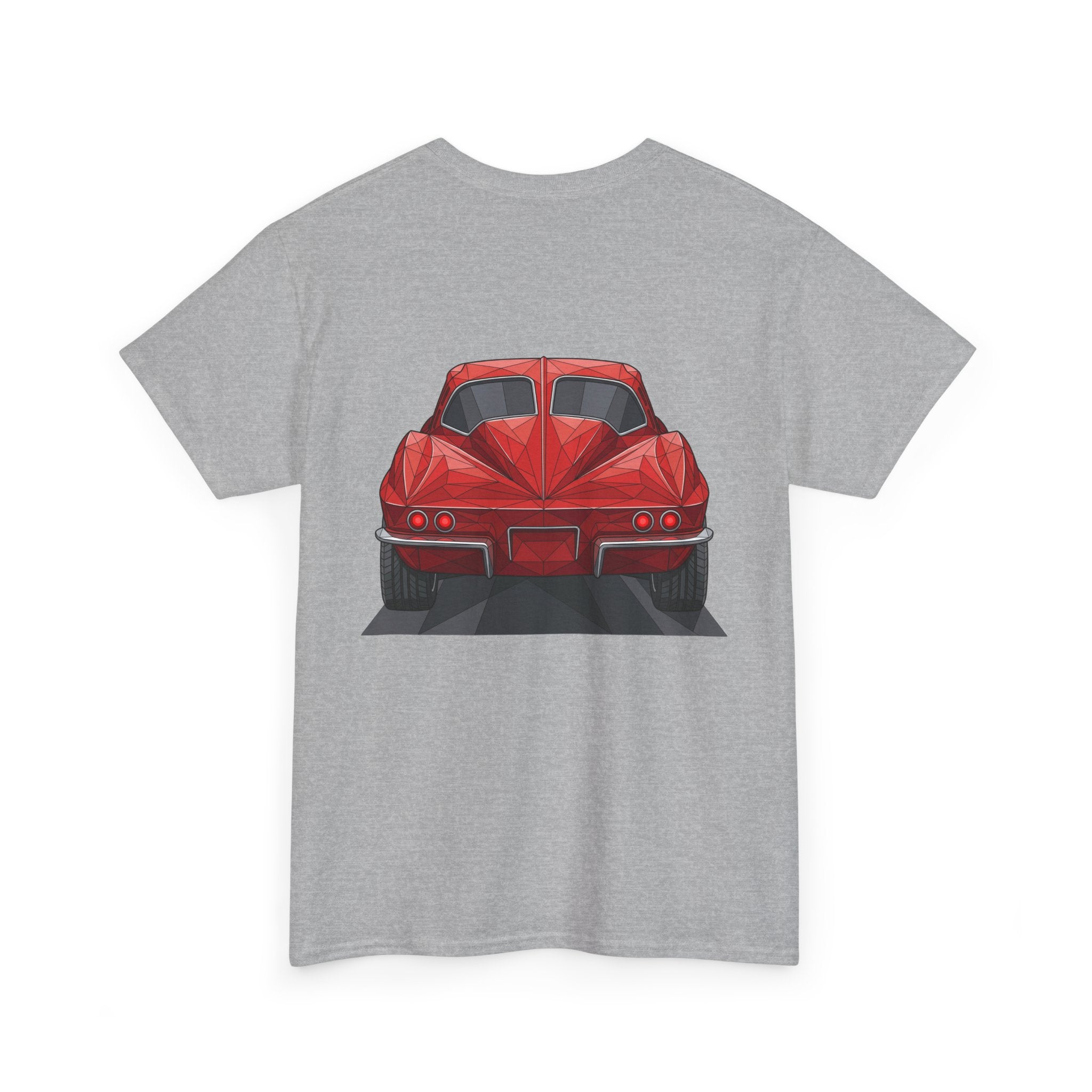 Graphic sports coupe T-shirt in light gray, rear view car print