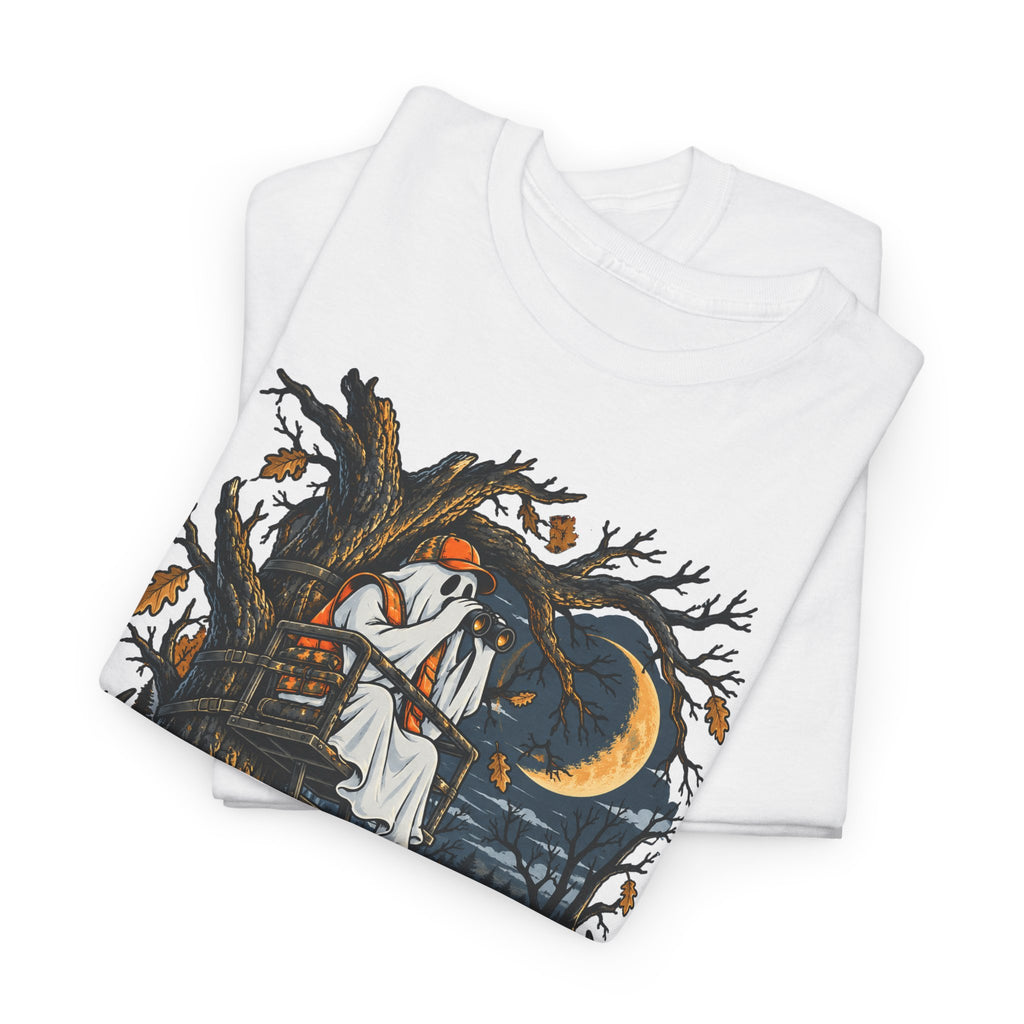 Haunted Tree Stand T-Shirt, Funny Ghost Deer Hunter Halloween Shirt for Men and Women, Bow Hunting Season Gift Tee