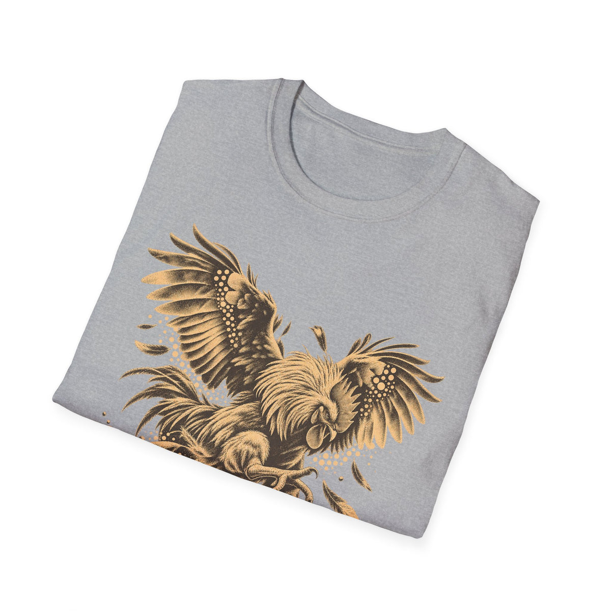Eagle wildlife graphic T-shirt, heather gray with gold soaring eagle print