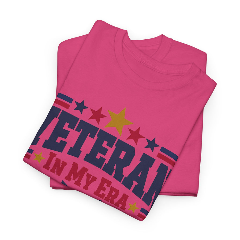 Pink T-shirt with patriotic star and striped graphic print across the chest