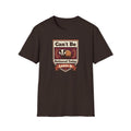 Badger graphic t-shirt, dark brown crewneck with retro badge and Can't Be Bothered Today text
