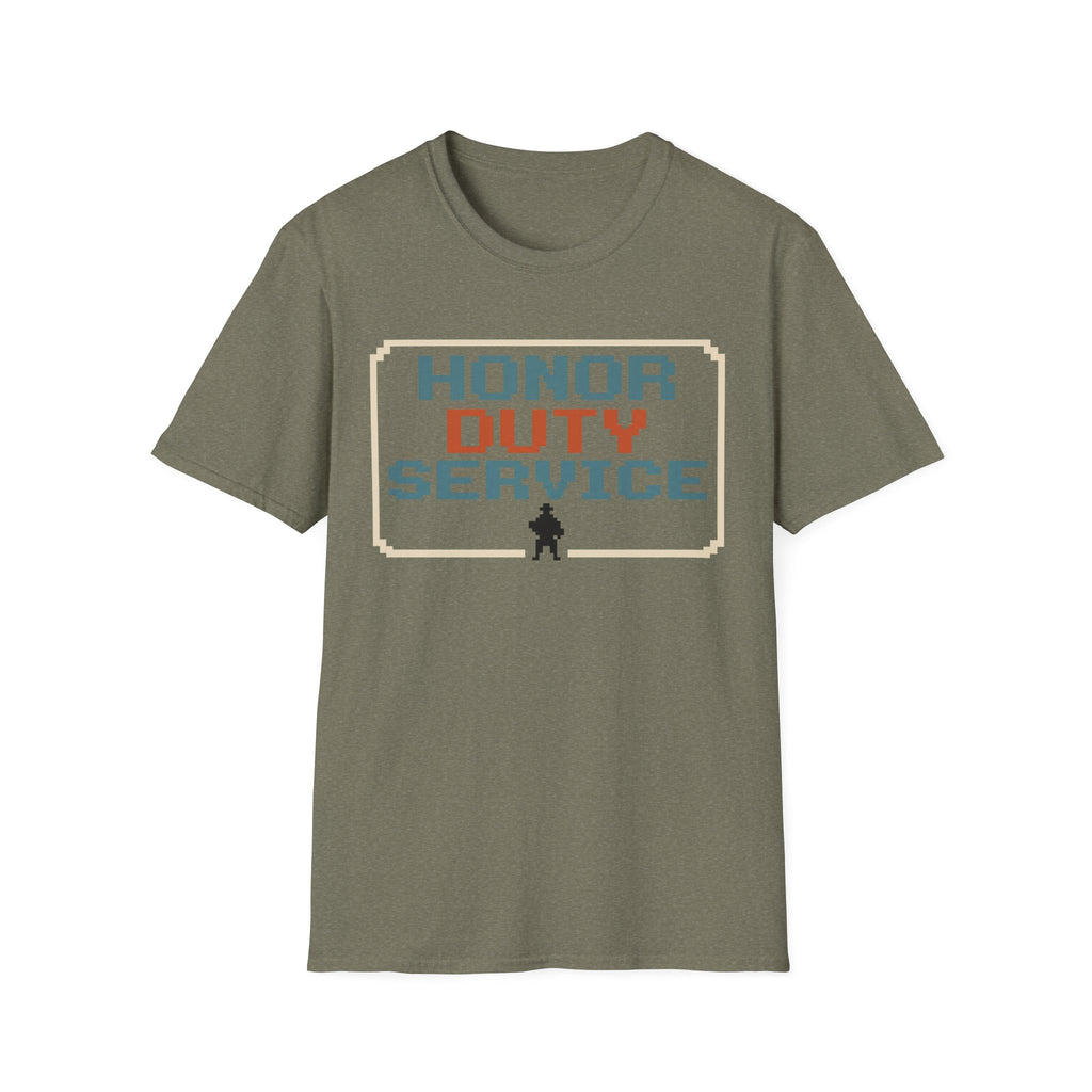 Honor Duty Service T-Shirt - Retro Pixel Veteran Tribute Tee