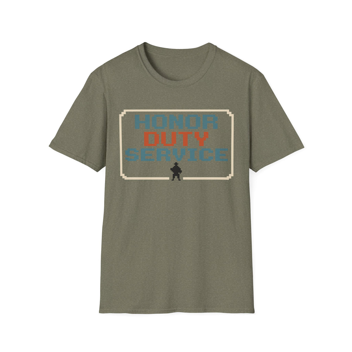 Honor Duty Service T-Shirt - Retro Pixel Veteran Tribute Tee