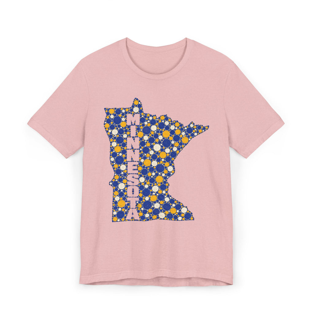 Minnesota State Floral Pattern T-Shirt | Blue and Gold Minnesota Map Graphic Tee